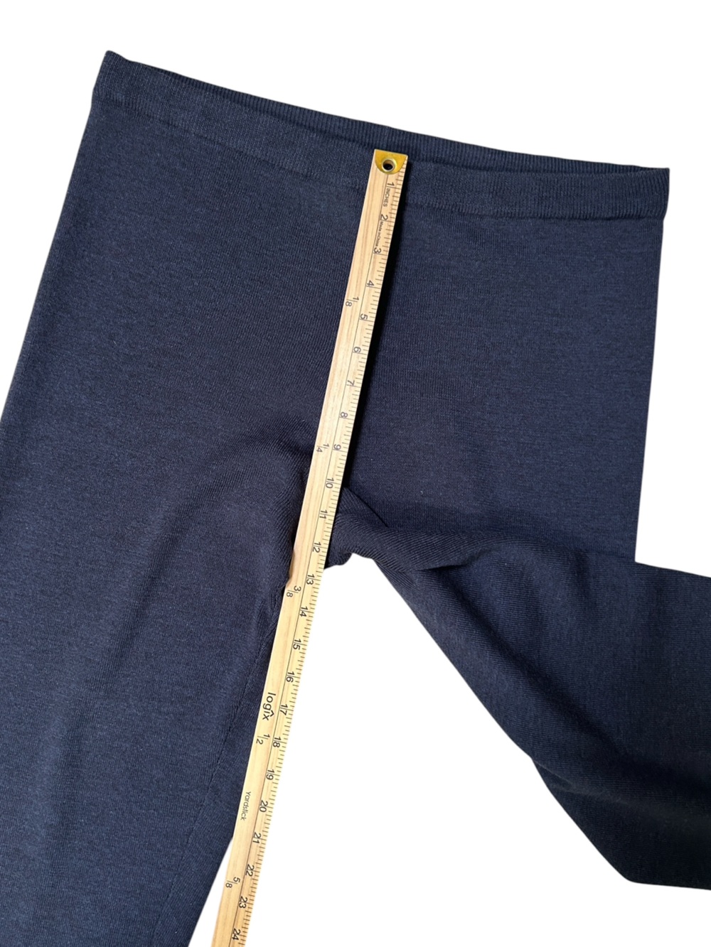 Vintage Eileen Fisher 100% Merino Wool Wide Leg Knit Sweater Pants Navy Medium - Picture 5 of 7